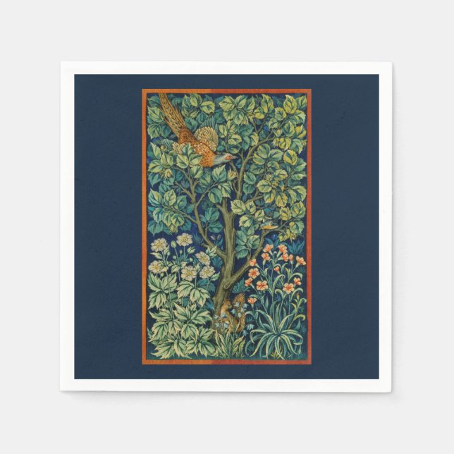 SERVIETTE EN PAPIER PAPIER NAPKIN : WILLIAM MORRIS : PHÉASANT DESIGN (Devant)