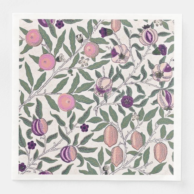 SERVIETTE EN PAPIER PAPIER NAPKIN : WILLIAM MORRIS : POMEGRANATES (Devant)