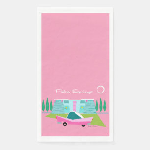 Serviette En Papier Papier Napkine Retro Pink Palm Springs