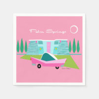 Papier Napkine Retro Pink Palm Springs