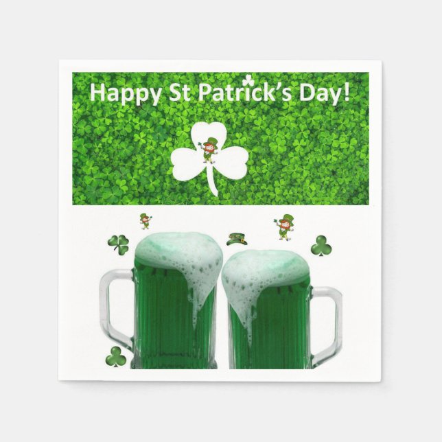 Serviette En Papier Papier Napkins Bière de la fête de St. Patrick (Devant)