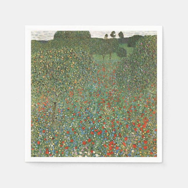 SERVIETTE EN PAPIER PAPIER NAPKINS : GUSTAV KLIMT : MOHNFELD (Devant)
