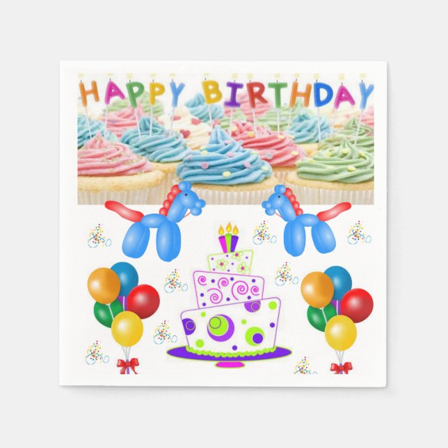 Serviette En Papier Papier Napkins Joyeux anniversaire (Devant)