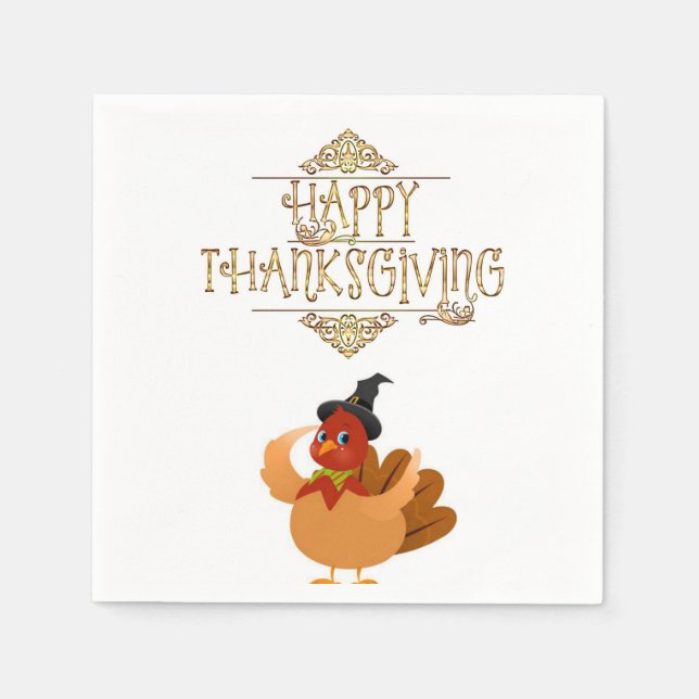 Serviette En Papier Papier Napkins Thanksgiving (Devant)