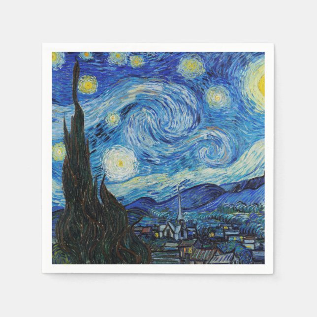 SERVIETTE EN PAPIER PAPIER NAPKINS : VAN GOGH : STARRY NIGHT (Devant)