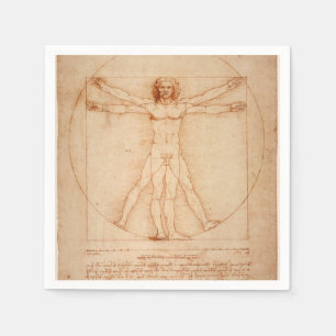 Serviette En Papier Papier Napkins Vitruvian Man par Leonardo da Vinci