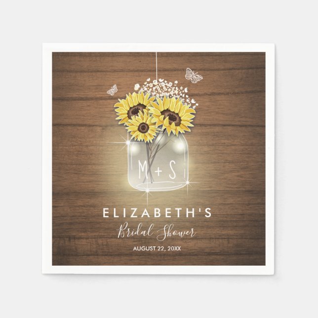 Serviette En Papier Papier nuptial tournesol Mariage grange (Devant)