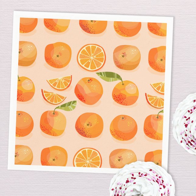 Serviette En Papier Papier orange Citrus Napkin (Citrus orange fun party paper napkins for a Mediterranean feel)