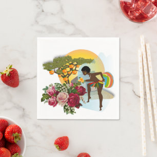 Serviette En Papier Papier, Oranges florales africaines