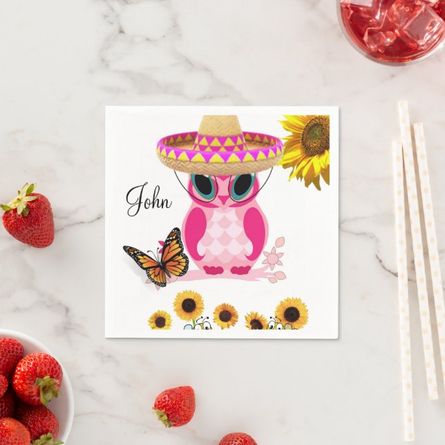 Serviette En Papier Papier Papier à papillon Chouette de tournesol (En situation)