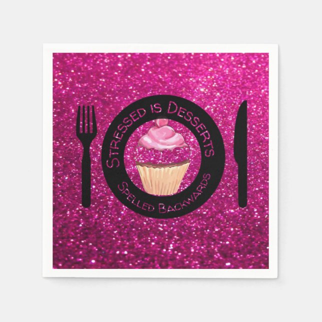 Serviette En Papier Papier Parties scintillant rose serviettes (Devant)
