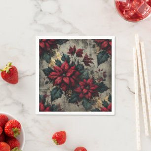 Serviette En Papier Papier peint floral Grungy Poinsettia Papier décou