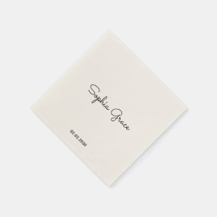 Serviette En Papier Papier personnalisé au nom minimaliste