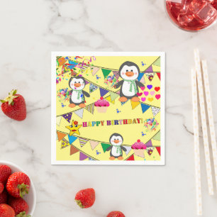 Serviette En Papier Papier, Pingouin Joyeux Anniversaire