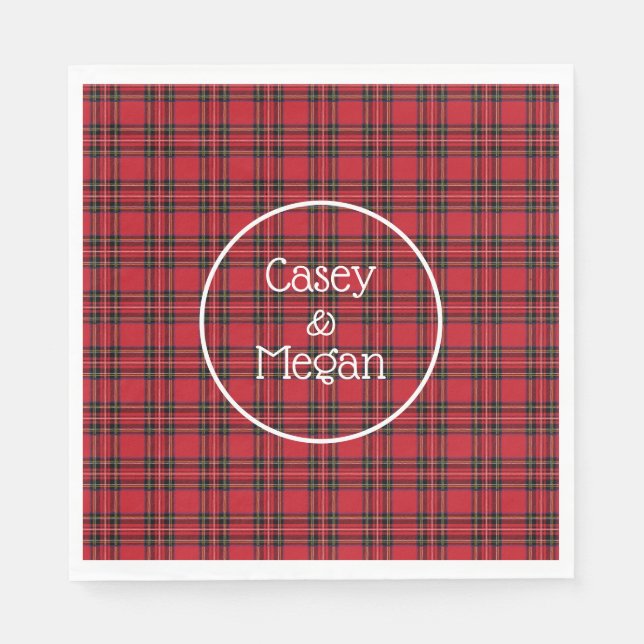 Serviette En Papier Papier plat classique Tartan rouge Napkin (Devant)