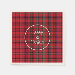Serviette En Papier Papier plat classique Tartan rouge Napkin