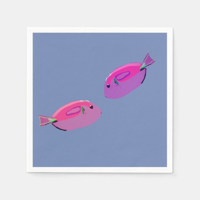 Serviette En Papier Papier Poisson Rose Napkin (Devant)