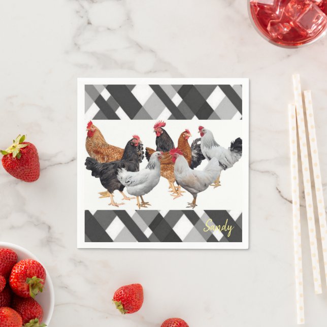 Serviette En Papier Papier, Poulet blanc noir (En situation)