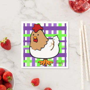 Serviette En Papier Papier, Poulet Poulet Violet Vert