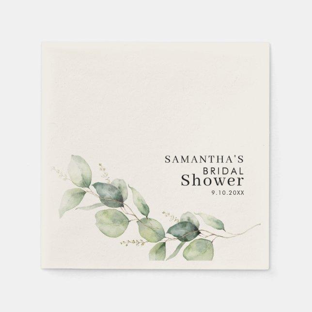 Serviette En Papier Papier pour Baby Shower Champêtre Eucalyptus (Devant)