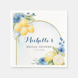 Serviette En Papier Papier pour la douche de mariée Blue floral Lemon 