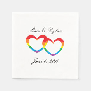 Serviette En Papier Papier "Rainbow Double Hearts"