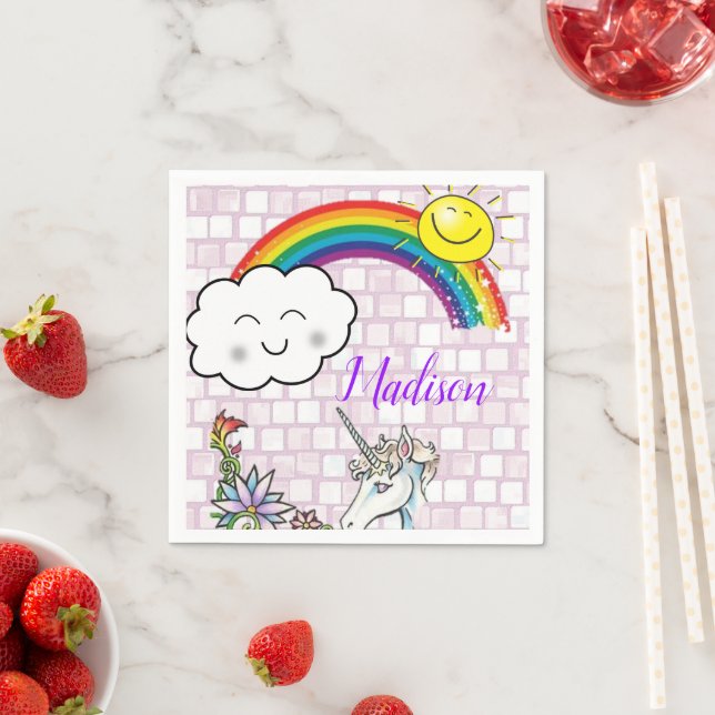 Serviette En Papier Papier, Rainbow Unicorn (En situation)