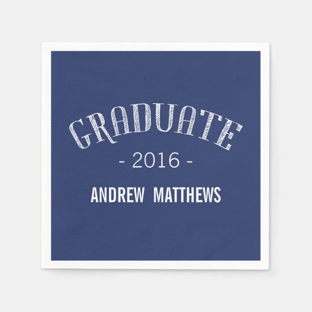 Serviette En Papier Papier Retro Graduation | Bleu bleu marine (Devant)