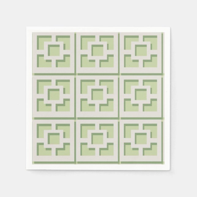 Serviette En Papier Papier Retro Green Trellis (Devant)
