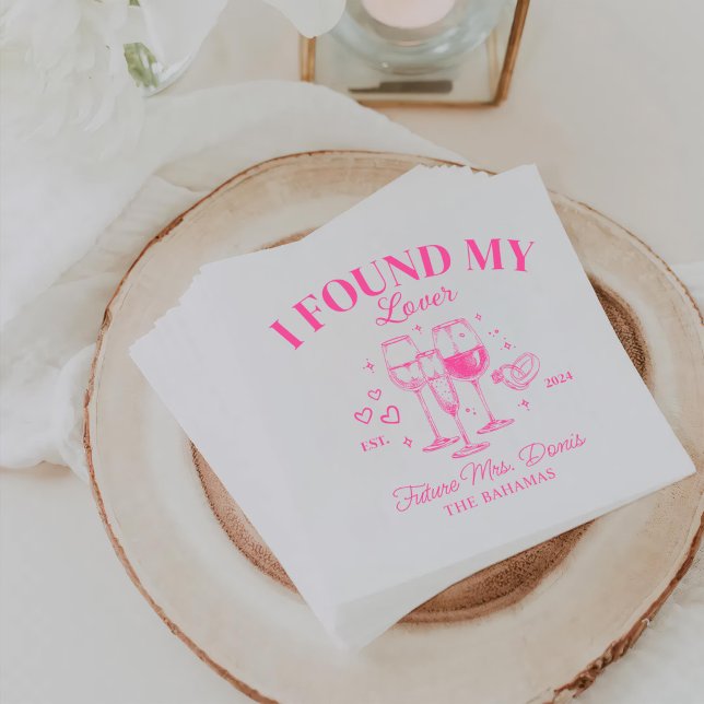 Serviette En Papier Papier Rose Bachelorette Cocktail Rétro (Créateur téléchargé)