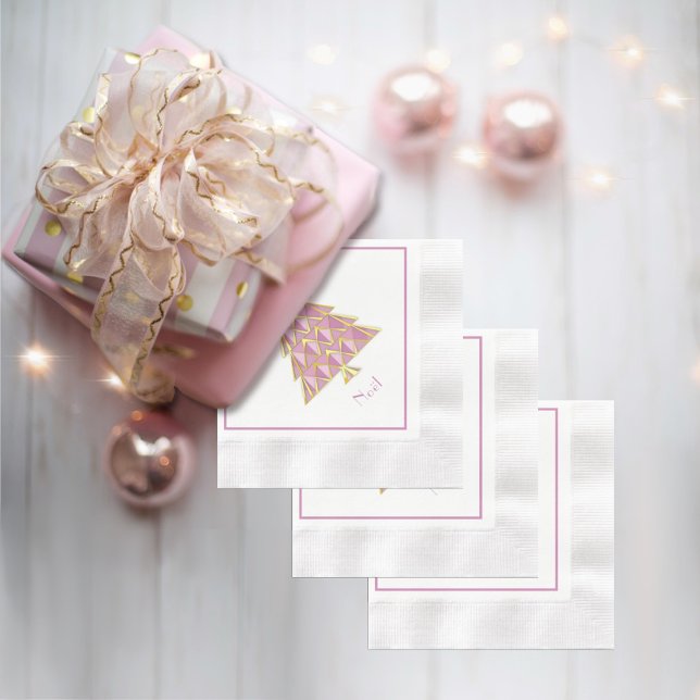 Serviette En Papier Papier rose Joyoux Noel Napkin (Créateur téléchargé)