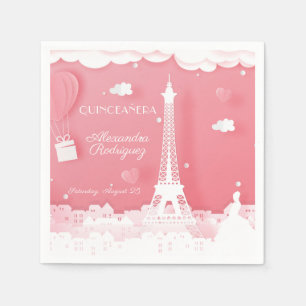 Serviette En Papier Papier rose Paris Quinceaña