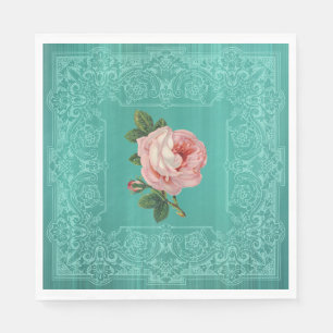 Serviette En Papier Papier Rose Vintage Mint