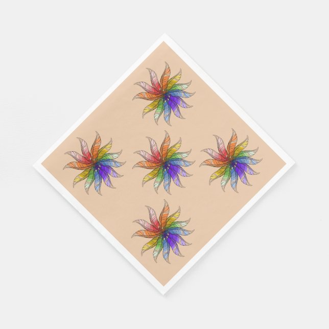 Serviette En Papier Papier - Roue couleur plumes (Coin)