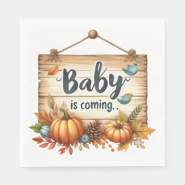 Serviette En Papier Papier servietteRustique Baby shower d'automne ser (Devant)