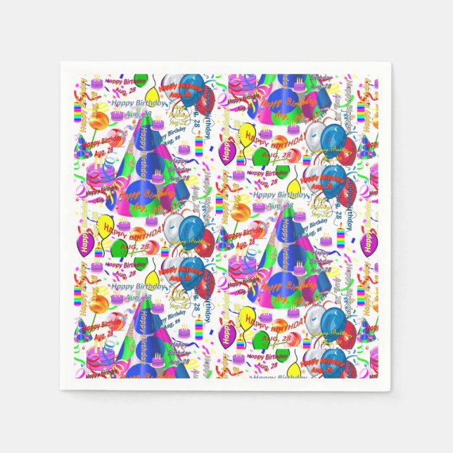 Serviette En Papier Papier serviettes Août, 28 Anniversaire (Devant)