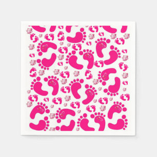 Serviette En Papier Papier serviettes bébé pieds roses fille