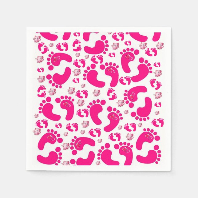 Serviette En Papier Papier serviettes bébé pieds roses fille (Devant)