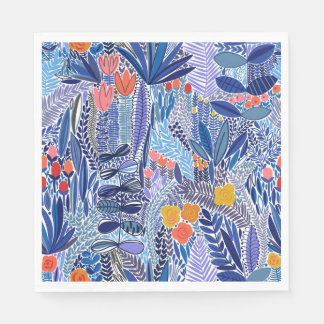 Serviette En Papier Papier serviettes bleu exotique sur blanc