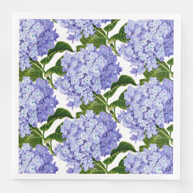 Serviette En Papier Papier Serviettes Bleu Hydrangeas Dîner Papier Ser (Devant)