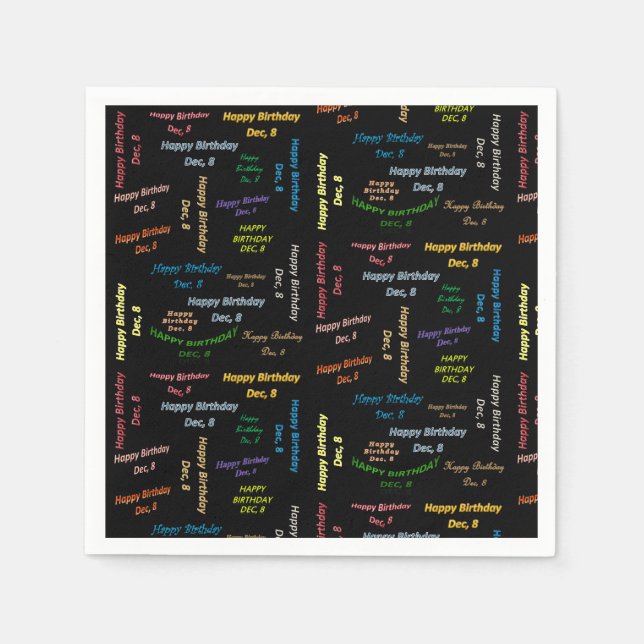 Serviette En Papier Papier serviettes Décembre, 8 Anniversaire (Devant)