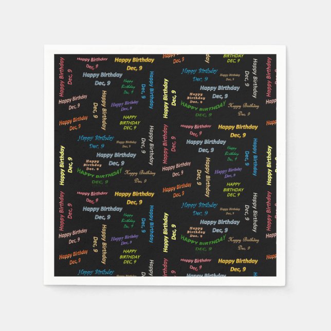 Serviette En Papier Papier serviettes Décembre, 9 Anniversaire (Devant)