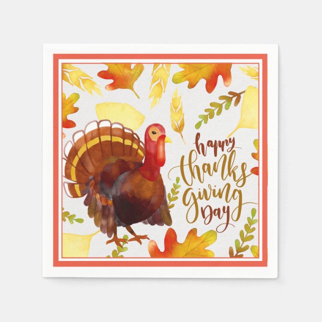 Serviette En Papier Papier Serviettes-Dessert-Bon thanksgiving Turquie (Devant)