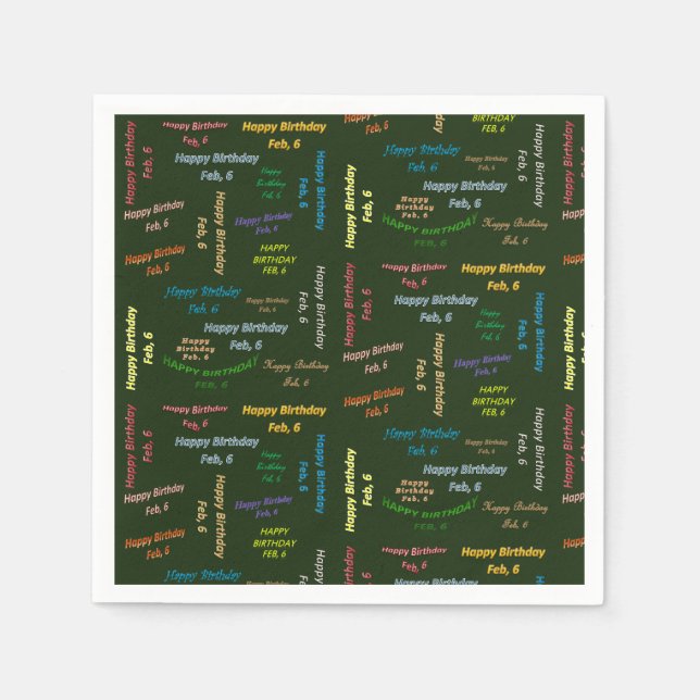 Serviette En Papier Papier serviettes Février, 6 Anniversaire (Devant)
