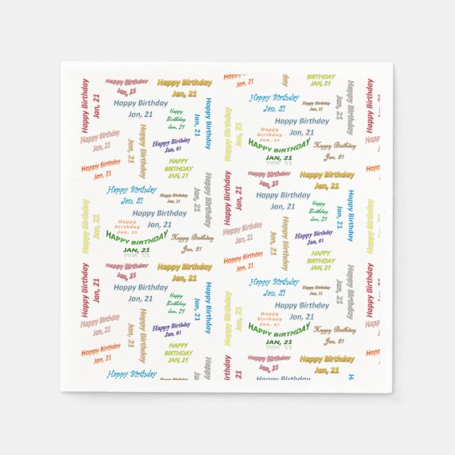 Serviette En Papier Papier serviettes Janvier, 21 Anniversaire (Devant)