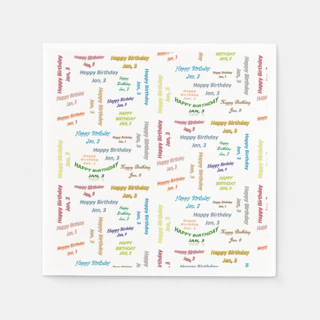 Serviette En Papier Papier serviettes Janvier, 3 Anniversaire (Devant)