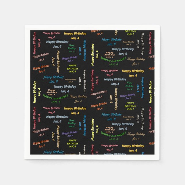 Serviette En Papier Papier serviettes Janvier, 4 Anniversaire (Devant)