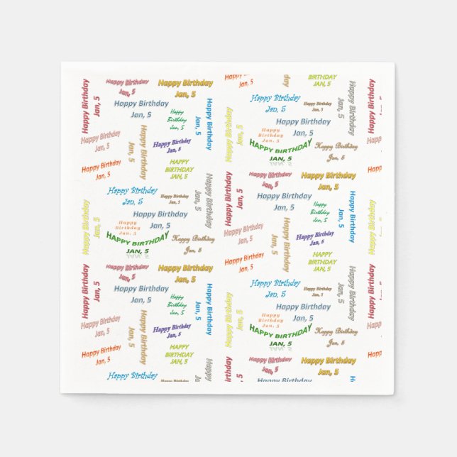 Serviette En Papier Papier serviettes Janvier, 5 Anniversaire (Devant)