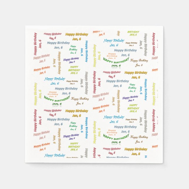 Serviette En Papier Papier serviettes Janvier, 6 Anniversaire (Devant)