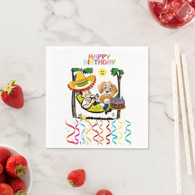 Serviette En Papier Papier serviettes, Joyeux Anniversaire Homme Chien (En situation)